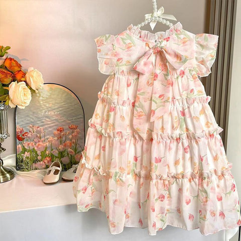 [363711] - Baju Gaun Dress Floral Cantik Renda Tanpa Lengan Fashion Anak Perempuan Cewek - Motif Flower Breeze