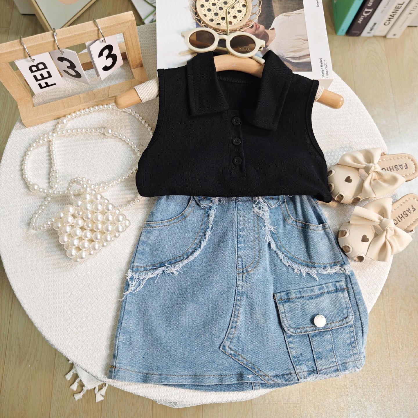 CLEARANCE SALE [Setelan]  5 Tahun BB 18-22kg One Set Pendek Anak Perempuan - SETSP363