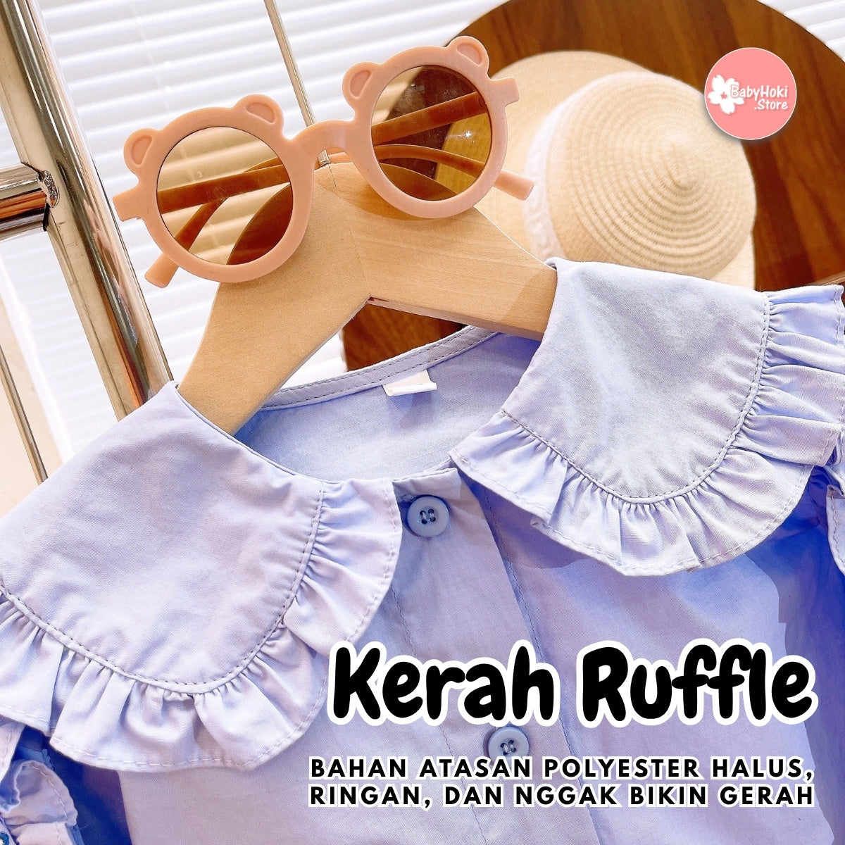 [363729] - BABYHOKI STORE Setelan ONESET 2in1 Baju Blouse Ruffles Lengan Panjang Celana Jeans Panjang Fashion Anak Perempuan - Motif Little Heart