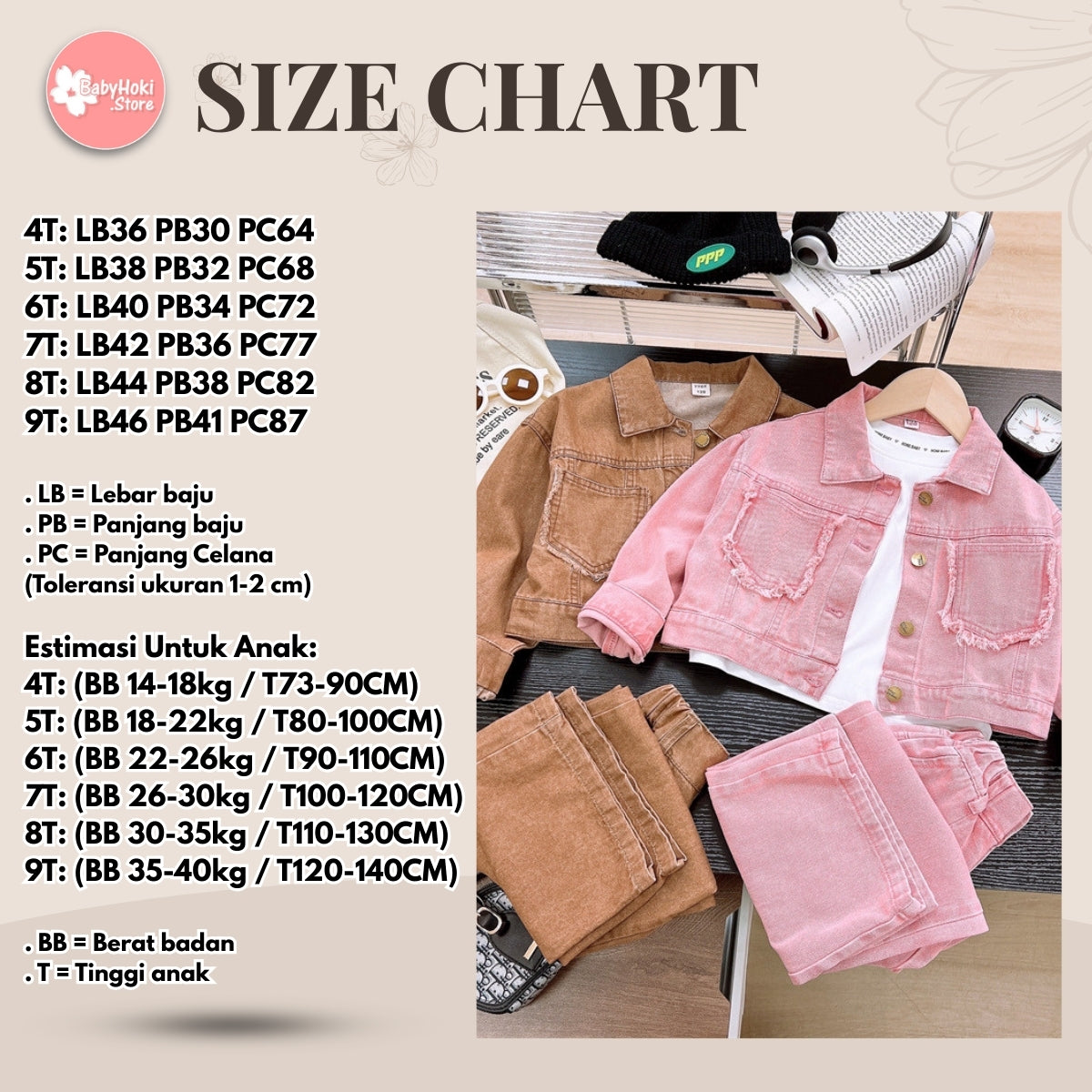 [363743-Long] - Setelan Streetwear Jeans Oneset Baju Atasan Lengan Panjang Jaket Bawahan Celana Kulot Panjang Fashion Anak Perempuan - Motif Casual Plain - BABYHOKI STORE