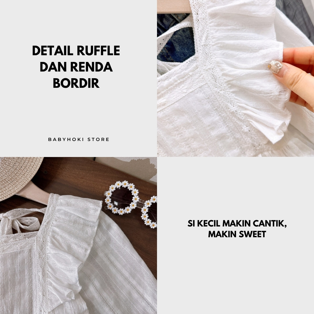 [363751] - BABYHOKI STORE Oneset 2in1 Setelan Baju Blouse Lengan Panjang Celana Panjang Jeans Fashion Anak Perempuan - Motif Soft Lace