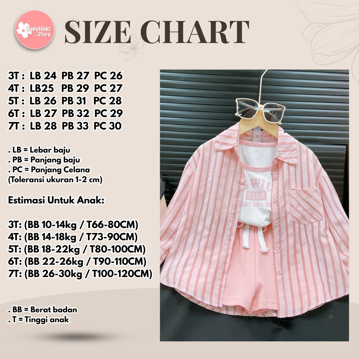 [363758] - Setelan Baju 3 In 1 Kemeja Lengan Panjang Celana Pendek Fashion Anak Perempuan - Motif Tier Strip