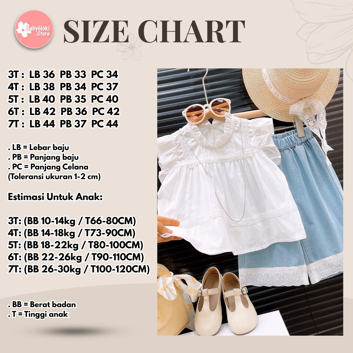 [363763] - Setelan Baju Blouse Tanpa Lengan Celana Jeans Fashion Anak Perempuan - Motif Tip Lace - BABYHOKI STORE