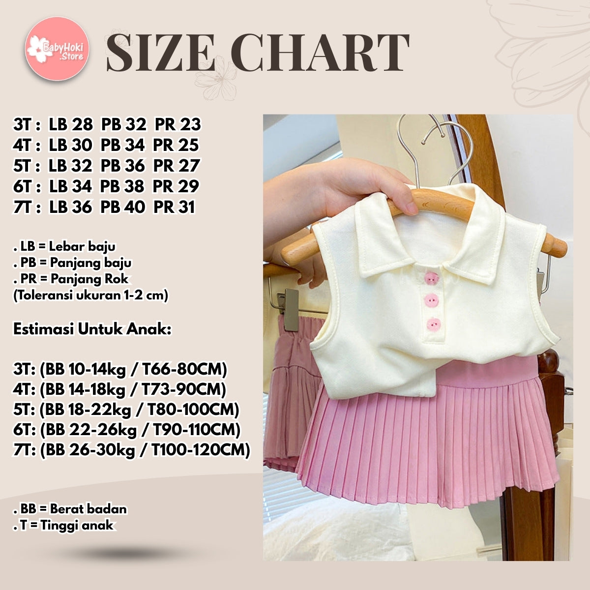 [363766] - Setelan One Set Padel Inspired Simpel Baju Stretchy Tanpa Lengan Bawahan Rok Celana Fashion Anak Perempuan - Motif Casual Plain - BABYHOKI STORE