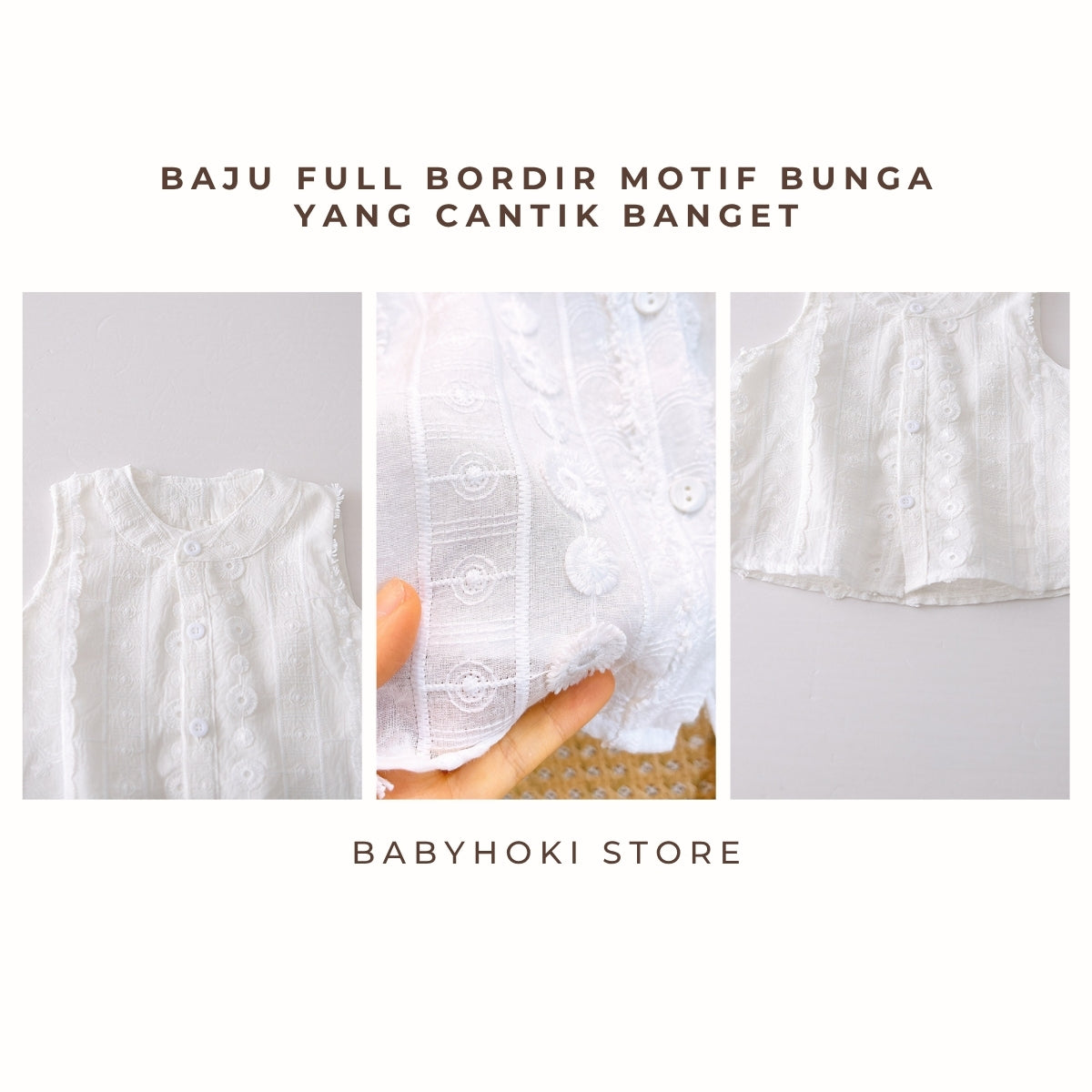 [363767] - BABYHOKI STORE Setelan Oneset 2in1 Baju Tanpa Lengan Celana Jeans Panjang Fashion Anak Perempuan - Motif Wavy Lace