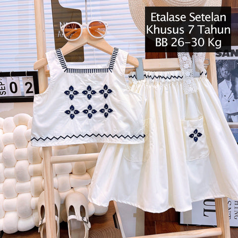 CLEARANCE SALE [Setelan] 7 Tahun BB 26-30kg One Set Pendek Anak Perempuan - SETSP363