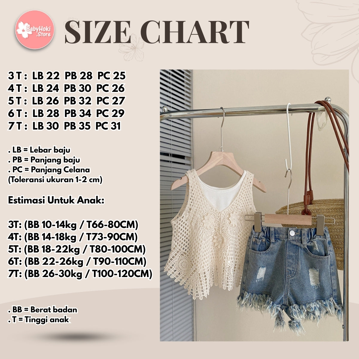 [363773] - Setelan 3 In 1 Baju Atasan Rajut Celana Pendek Jeans Fashion Anak Perempuan - Motif Flower Embroidery