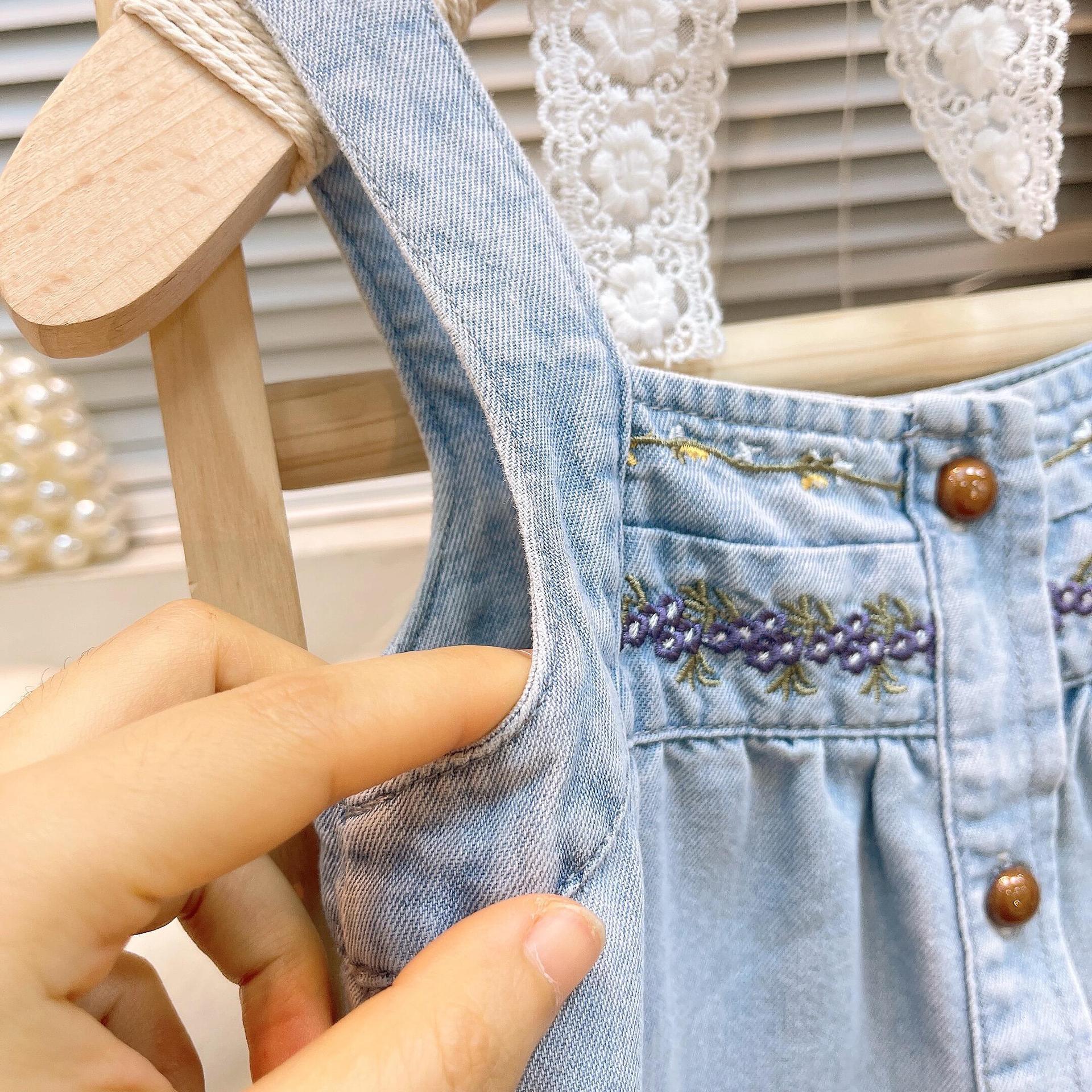 [363774] - Setelan One Set Denim Jeans Baju Kutung Celana Model Kulot Jeans Panjang Fashion Anak Perempuan - Motif Plain Denim