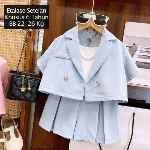 CLEARANCE SALE [Setelan] 6 Tahun BB 22-26kg One Set Pendek Anak Perempuan - SETSP363