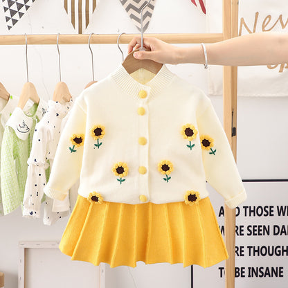 [363789] - Setelan Baju Lengan Panjang Bawahan Rok Pendek Fashion Anak Perempuan - Motif Flower Fruit