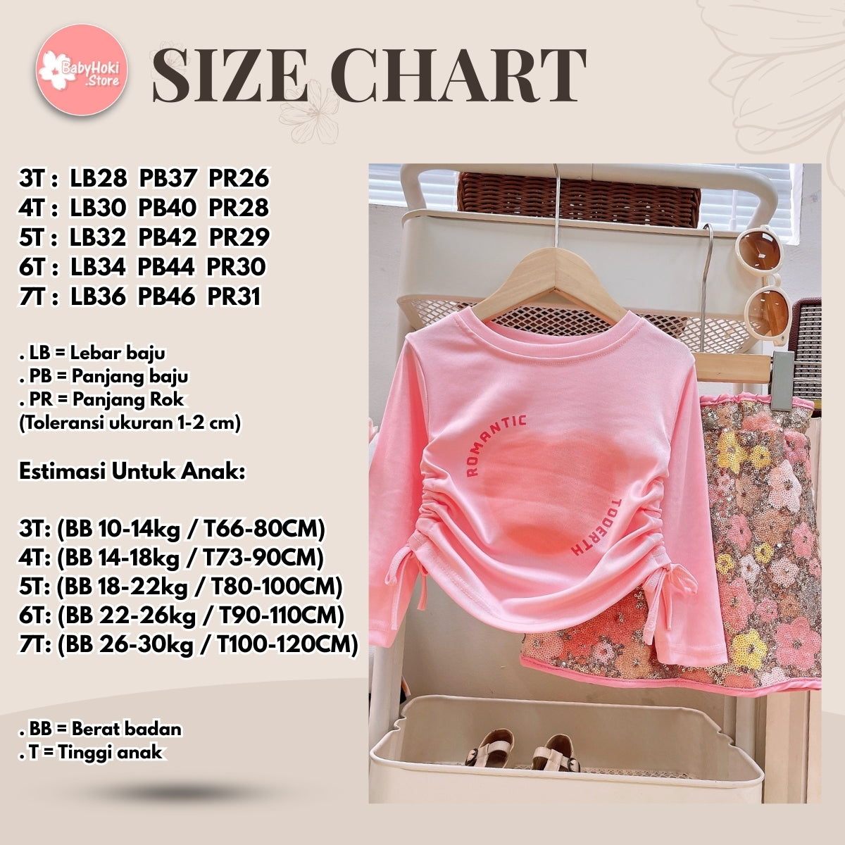 [363792] - Setelan Baju Lengan Panjang Bawahan Rok Pendek Fashion Anak Perempuan - Motif Heart Flower - BABYHOKI STORE