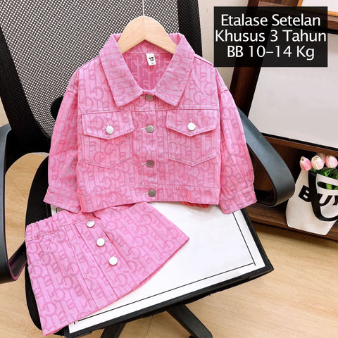 CLEARANCE SALE [Setelan] 3 Tahun BB 10-14kg One Set Pendek Anak Perempuan - SETSP363
