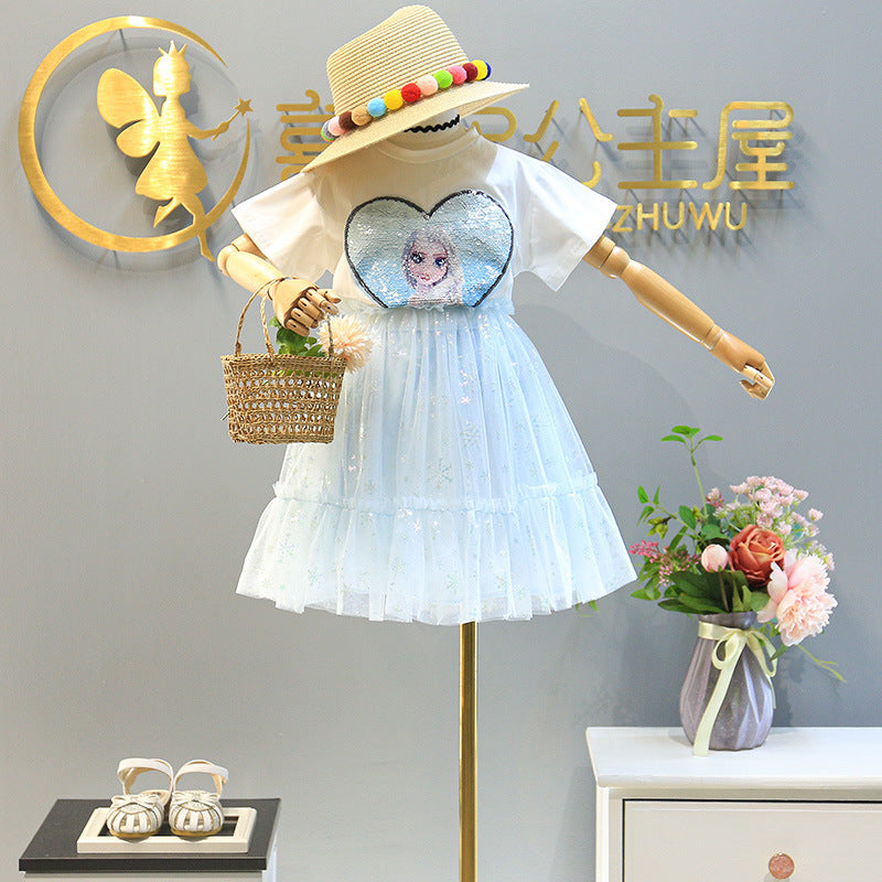 [363811] - Setelan Rok Kaos One Set Baju Fashion Anak Perempuan - Motif Princess Heart