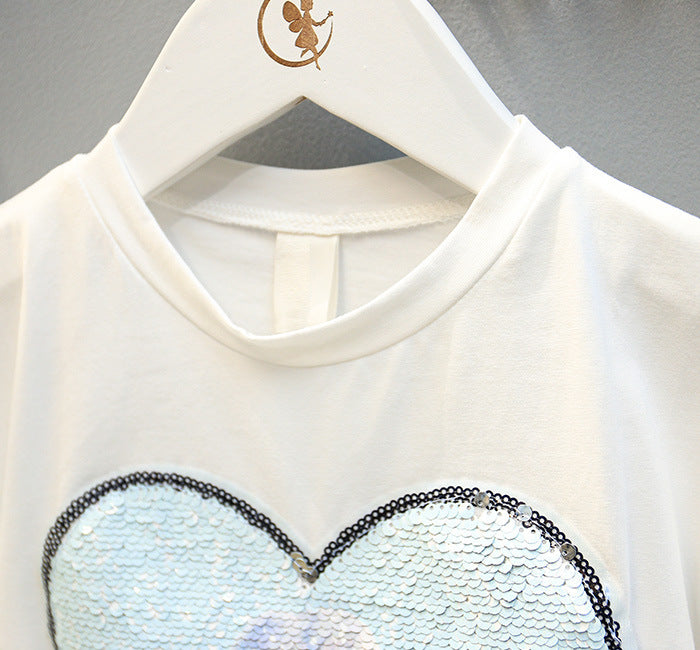[363811] - Setelan Rok Kaos One Set Baju Fashion Anak Perempuan - Motif Princess Heart