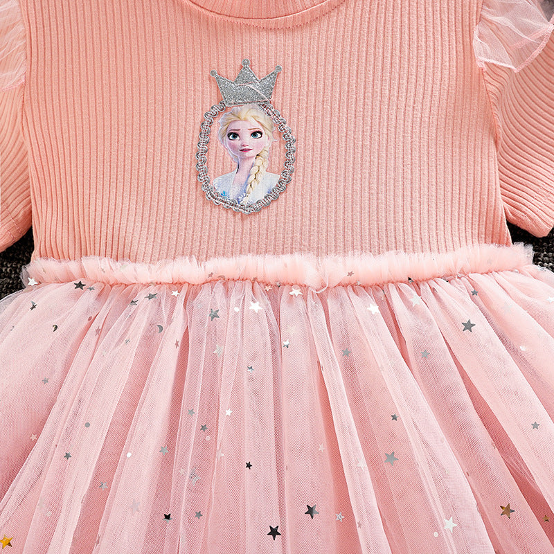 [363813] - Baju Dress Lengan Pendek Fashion Anak Perempuan - Motif Princess Crown