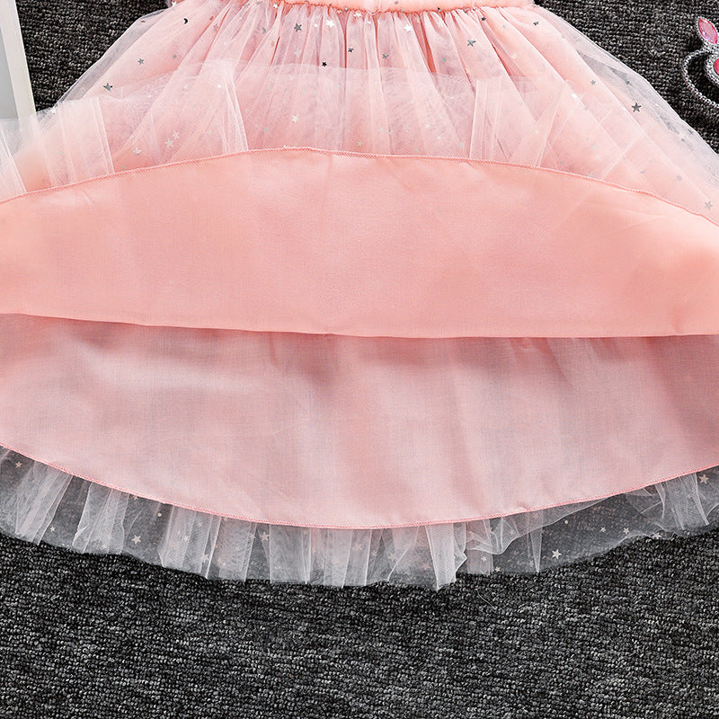 [363813] - Baju Dress Lengan Pendek Fashion Anak Perempuan - Motif Princess Crown