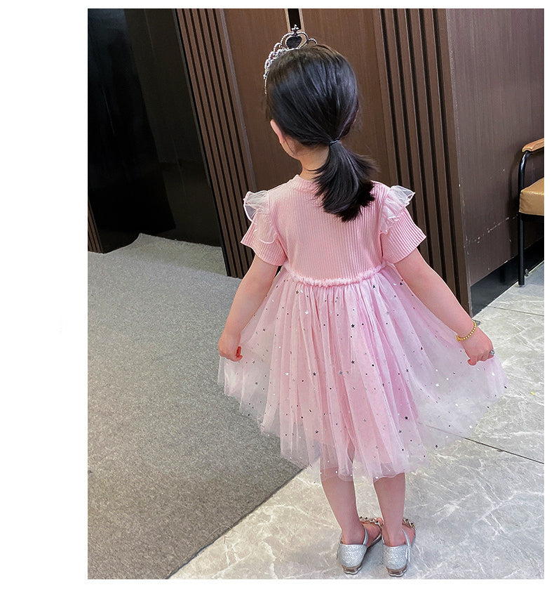 [363813] - Baju Dress Lengan Pendek Fashion Anak Perempuan - Motif Princess Crown