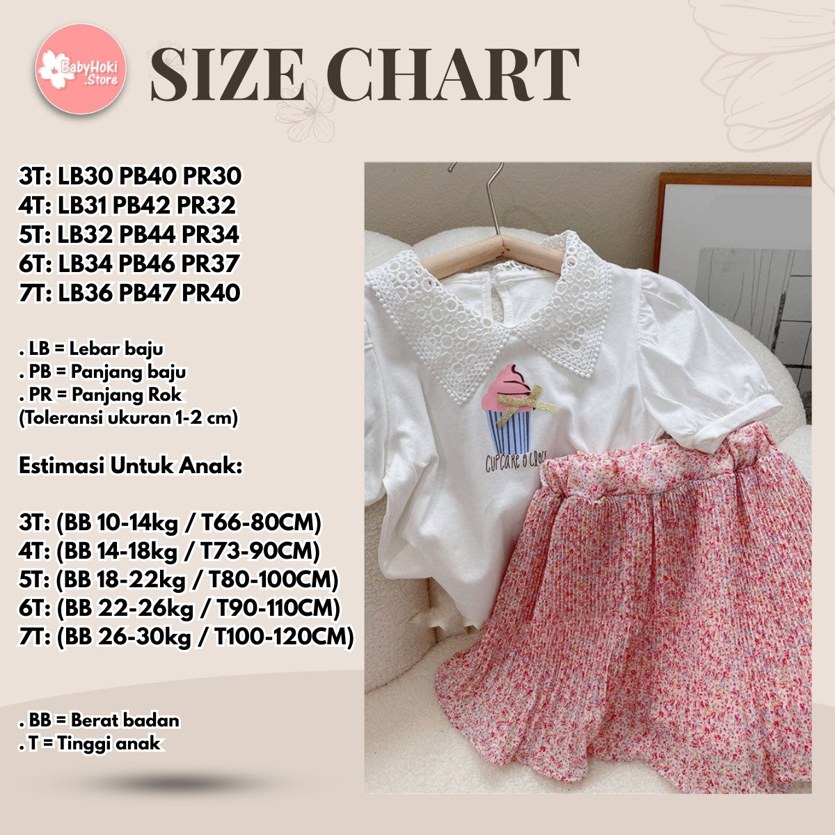 [363821] - Setelan Baju Lengan Pendek Bawahan Rok Pendek Fashion Anak Perempuan - Motif Cupcake