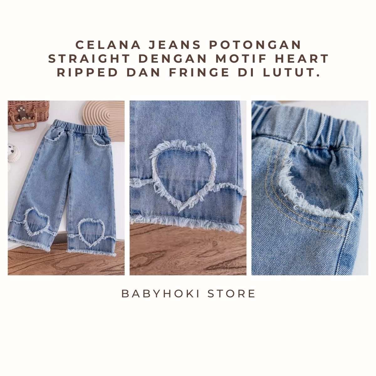 [363834] - Oneset Cardigan Rajut Anak Setelan Baju Lengan Panjang Celana Jeans Panjang Fashion Anak Perempuan - BABYHOKI STORE