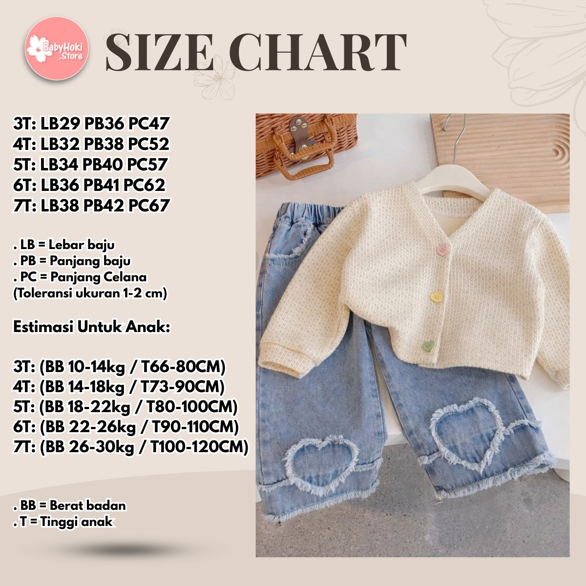 [363834] - Oneset Cardigan Rajut Anak Setelan Baju Lengan Panjang Celana Jeans Panjang Fashion Anak Perempuan - BABYHOKI STORE