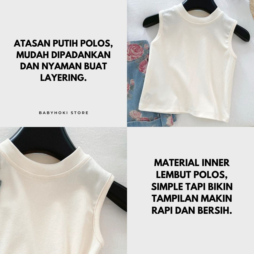 [363838] - Oneset 2in1 Denim Floral Setelan Baju Overall Lengan Kutung Celana Pendek Fashion Anak Perempuan Cewek  - Motif Pink Flowers - BABYHOKI STORE