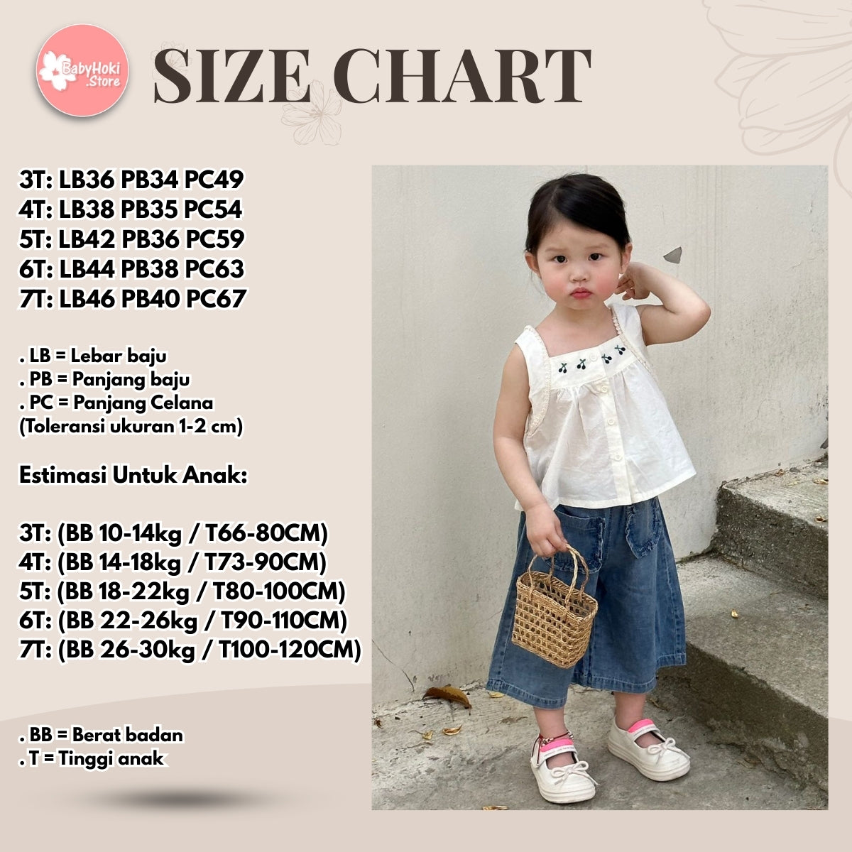 [363840] - Baju Setelan Atasan Blouse Lengan Kutung Celana Panjang Kulot Fashion Anak Perempuan - Motif Cherry - BABYHOKI STORE