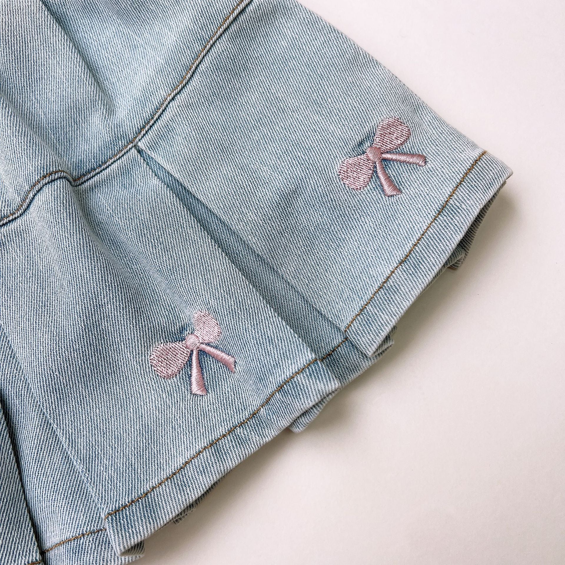 [363846] - One Set 2in1 Setelan Baju Atasan Blouse Lengan Kutung Bawahan Rok Mini Plisket Denim Fashion Anak Perempuan - Motif Renda Animal Fruit - BABYHOKI STORE