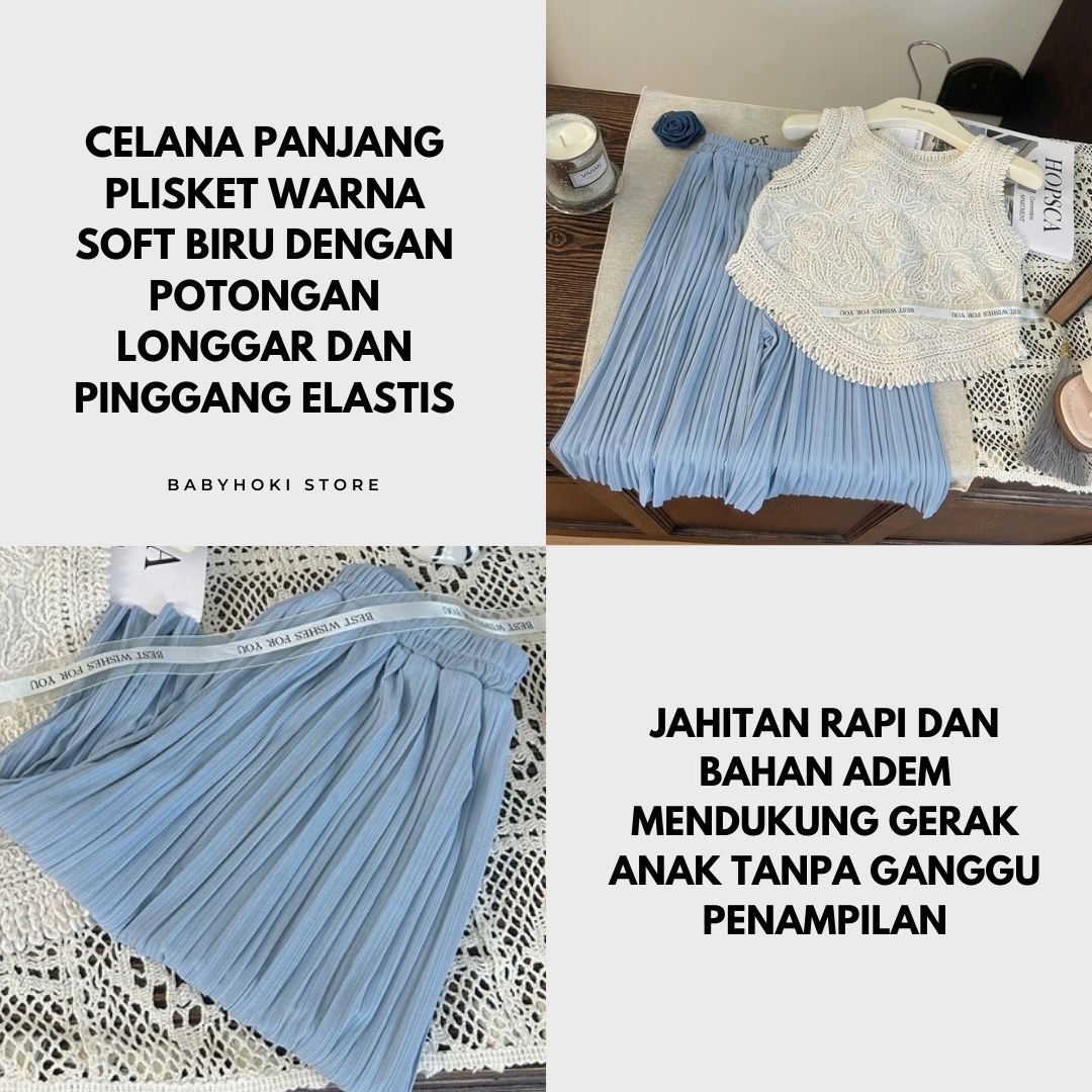 [363849] - Oneset Casual Modis 2in1 Korea Style Baju Setelan Atasan Rajut Lengan Kutung Bawahan Celana Panjang Fashion Anak Perempuan Cewek - Motif Tassel Pattern - BABYHOKI STORE