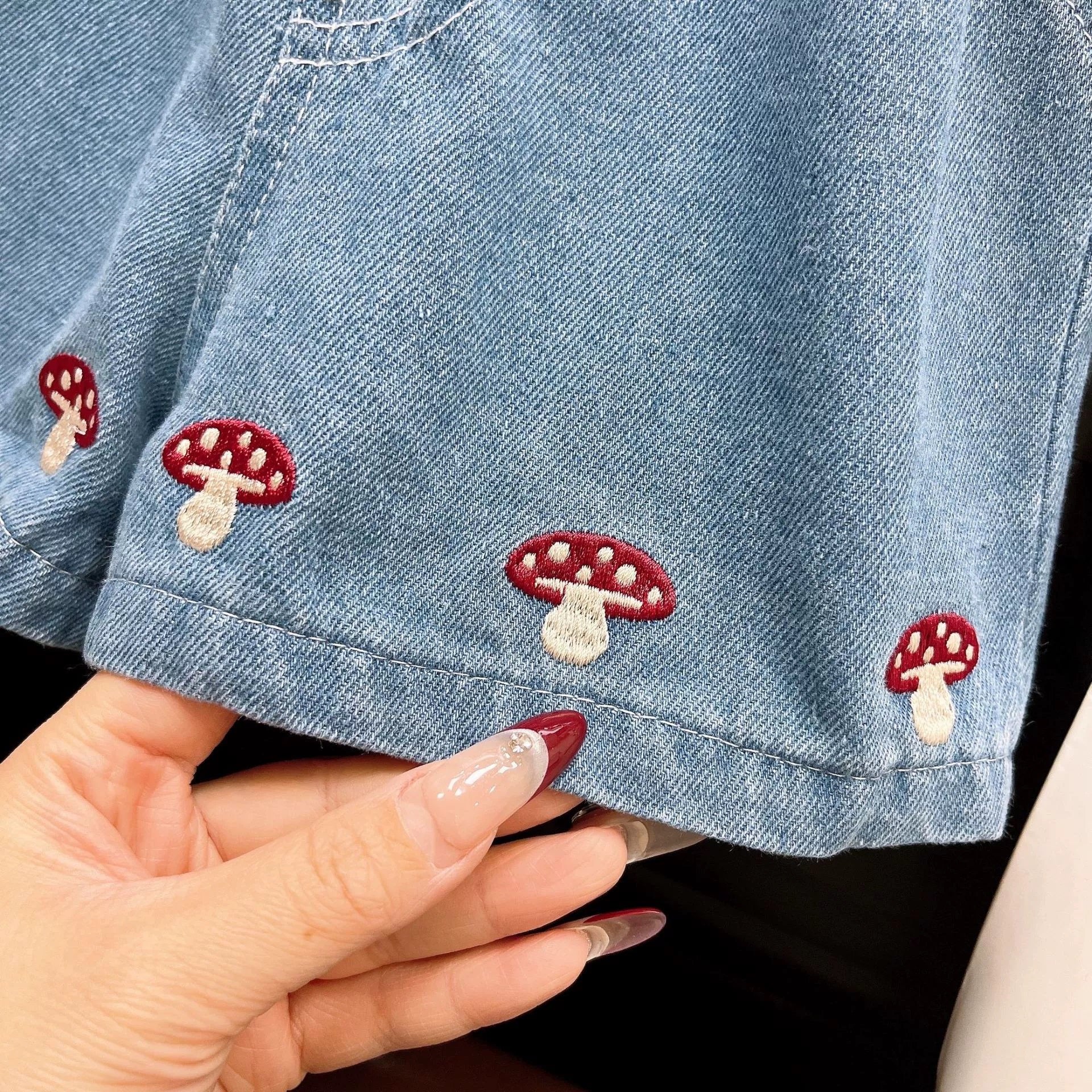 [363851] - Oneset Anak Cewek Baju Setelan Atasan Blouse Lengan Pendek Bawahan Celana Pendek Denim Fashion Anak Perempuan