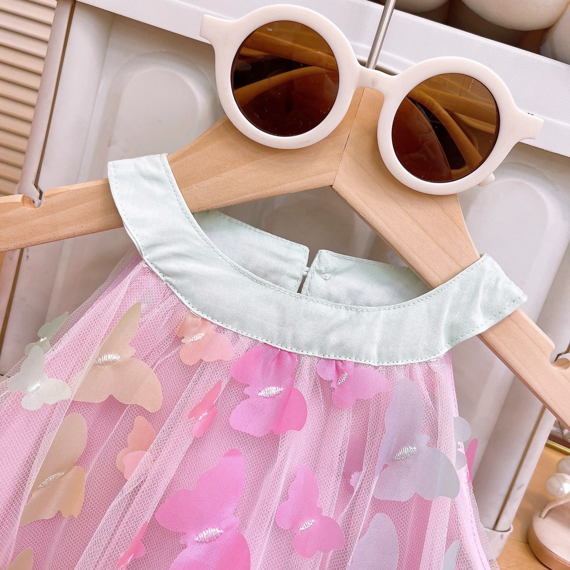 [363854] - Gaun Cantik Pink Baju Dress Lengan Kutung Fashion Anak Perempuan Cewek - Motif Butterfly
