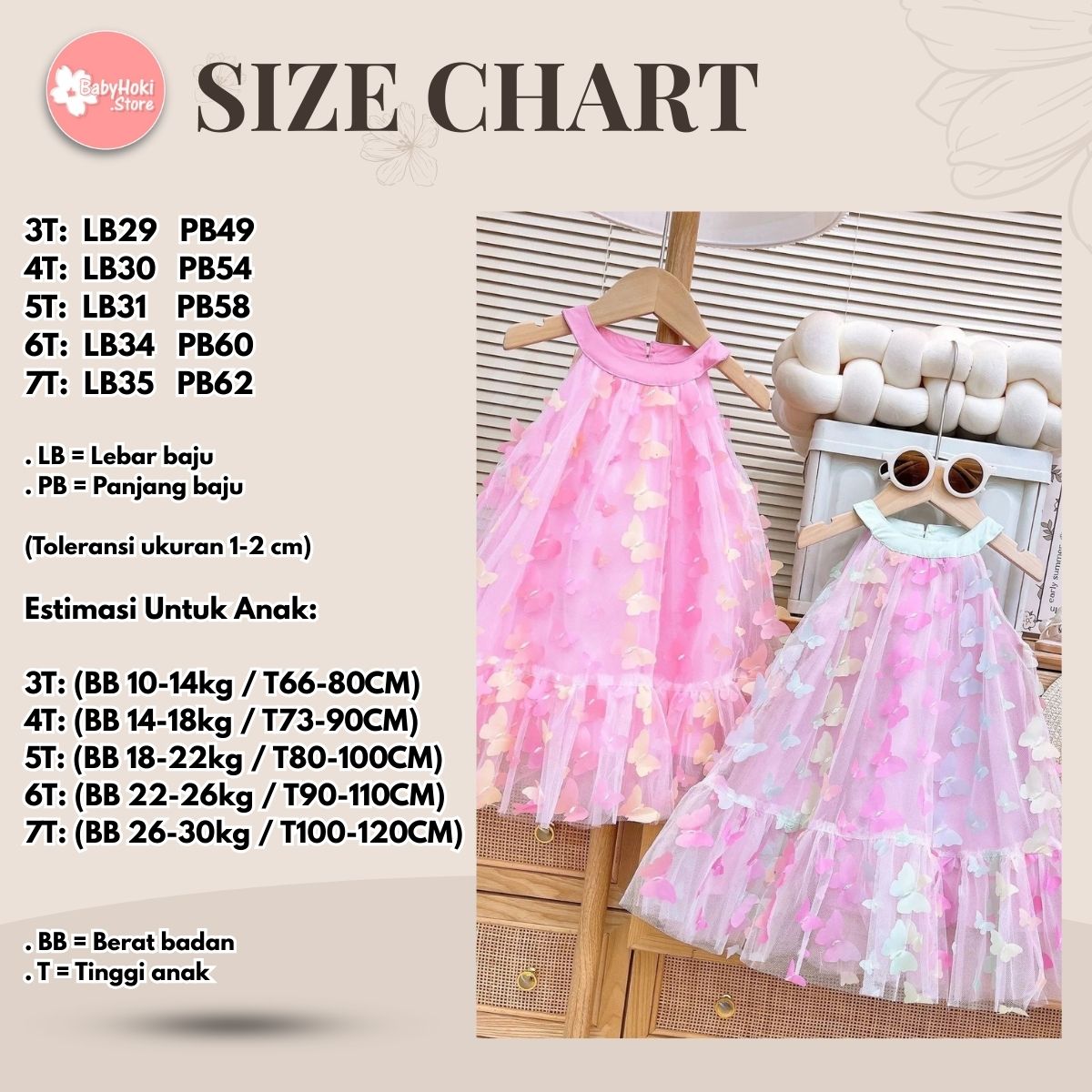 [363854] - Gaun Cantik Pink Baju Dress Lengan Kutung Fashion Anak Perempuan Cewek - Motif Butterfly