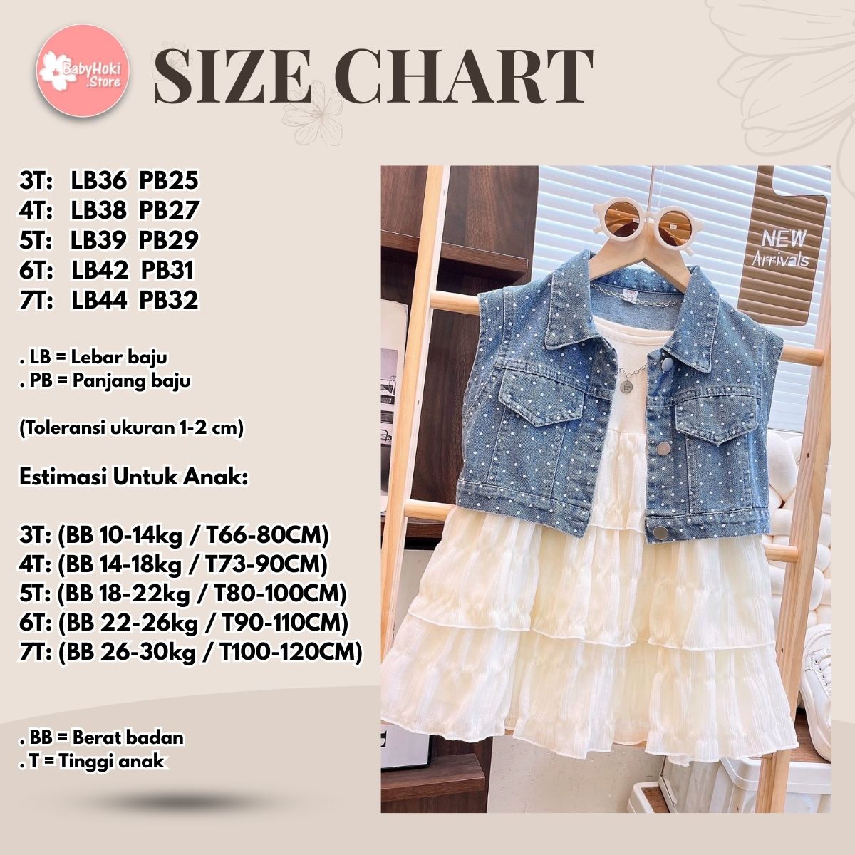 [363855] - Oneset 2in1 Gaun Rompi Denim Baju Setelan Dress Lengan Kutung Fashion Anak Perempuan Cewek - Motif Polka Denim