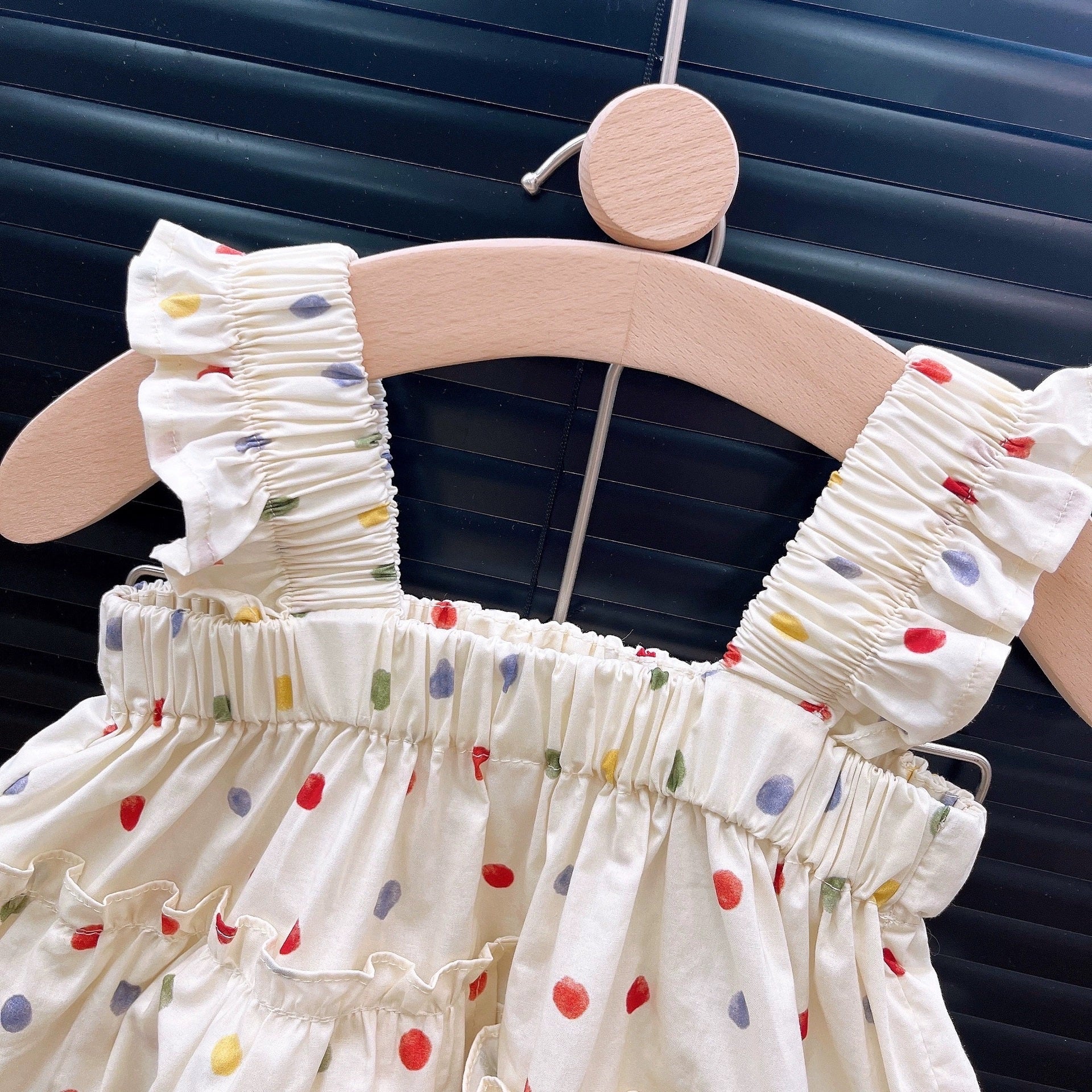 [363858] - Oneset Baju Anak Cewek Polkadot Ruffle Setelan Atasan Blouse Tanpa Lengan Bawahan Celana Panjang Kulot Fashion Anak Perempuan - Motif