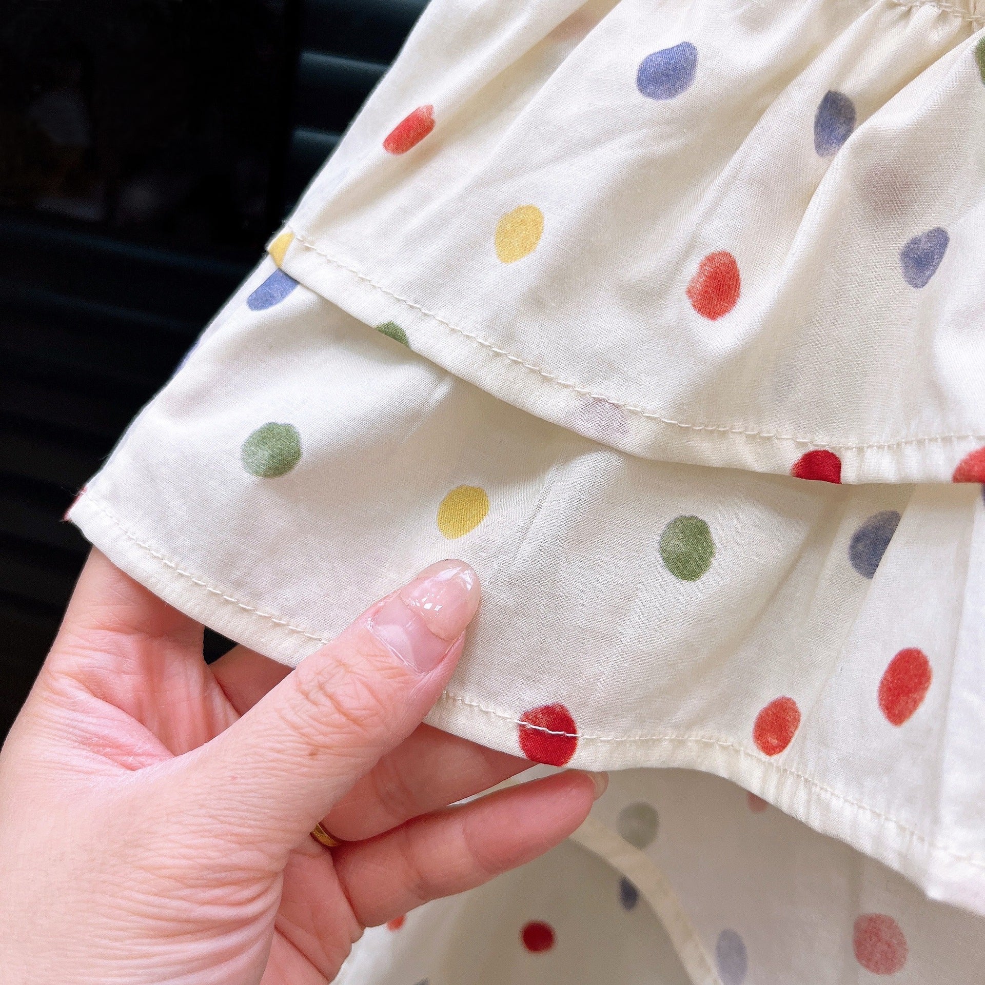 [363858] - Oneset Baju Anak Cewek Polkadot Ruffle Setelan Atasan Blouse Tanpa Lengan Bawahan Celana Panjang Kulot Fashion Anak Perempuan - Motif