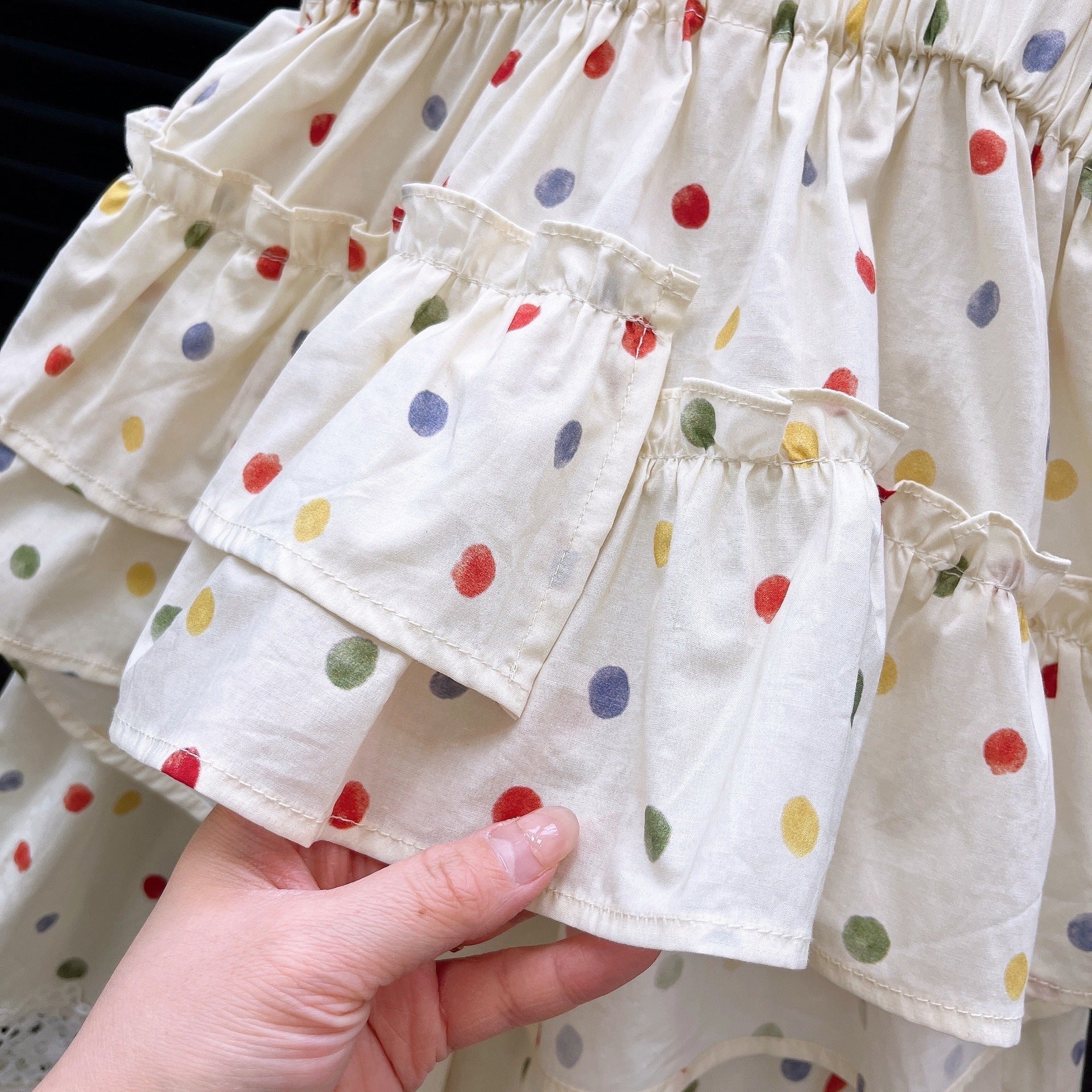 [363858] - Oneset Baju Anak Cewek Polkadot Ruffle Setelan Atasan Blouse Tanpa Lengan Bawahan Celana Panjang Kulot Fashion Anak Perempuan - Motif
