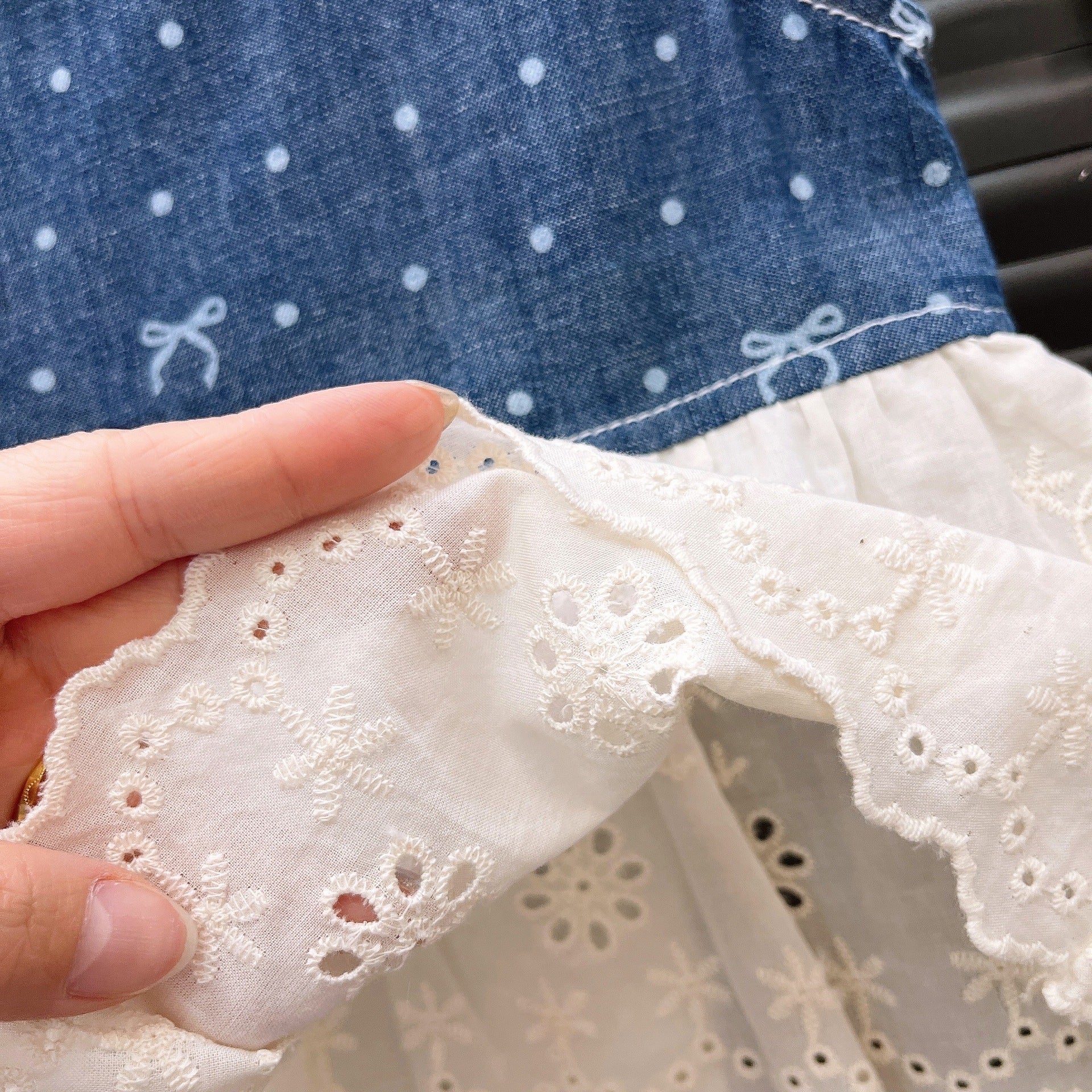 [363860] - Baju Setelan Atasan Blouse Lengan Kutung Bawahan Celana Panjang Kulot Fashion Anak Perempuan - Motif Polkadot Ribbon - BABYHOKI STORE