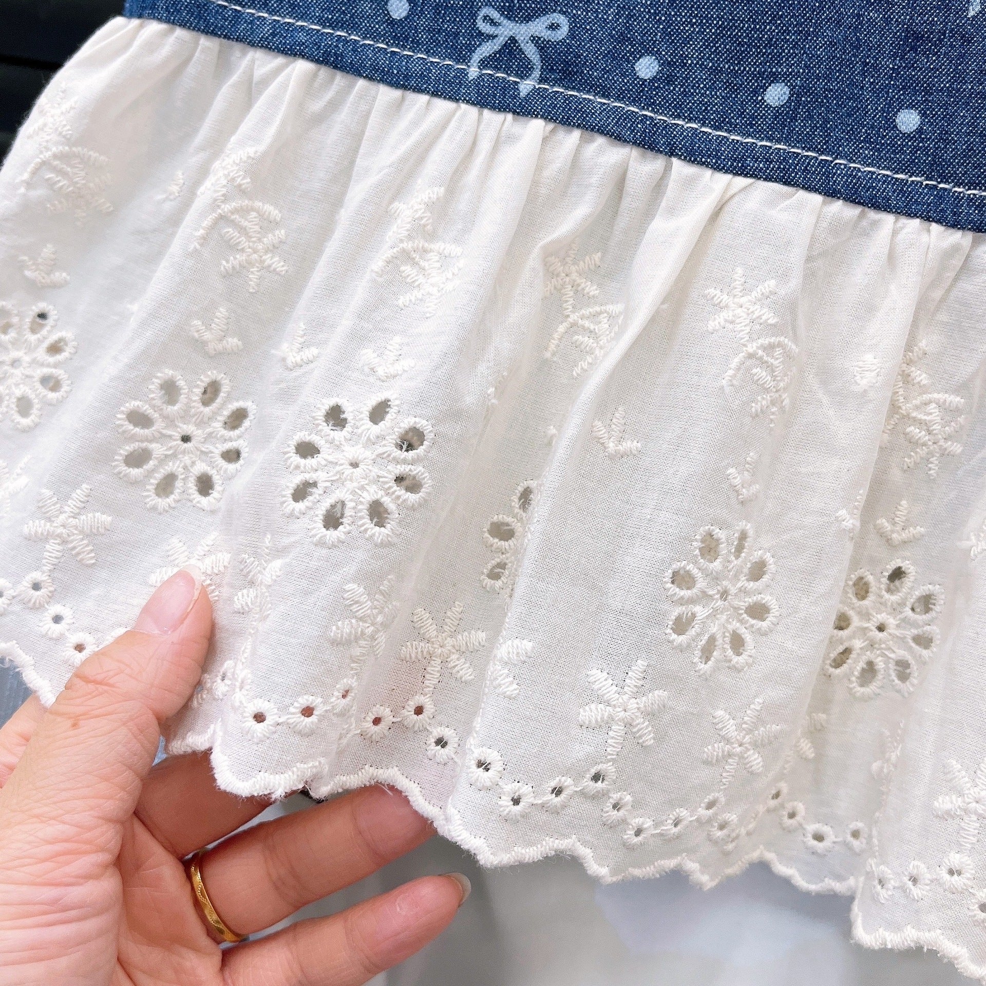 [363860] - Baju Setelan Atasan Blouse Lengan Kutung Bawahan Celana Panjang Kulot Fashion Anak Perempuan - Motif Polkadot Ribbon - BABYHOKI STORE