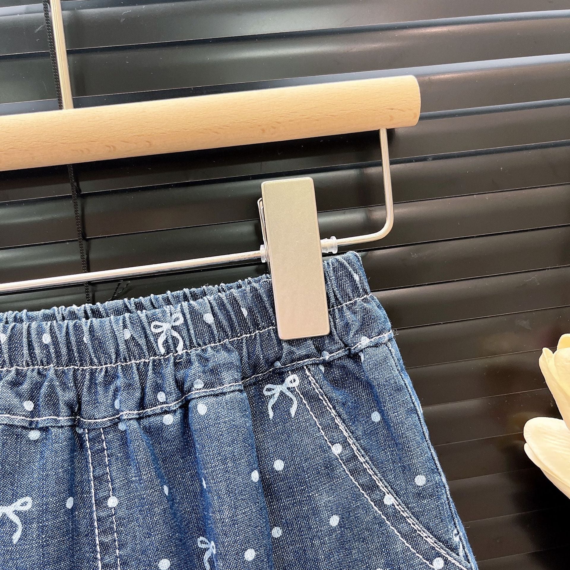 [363860] - Baju Setelan Atasan Blouse Lengan Kutung Bawahan Celana Panjang Kulot Fashion Anak Perempuan - Motif Polkadot Ribbon - BABYHOKI STORE