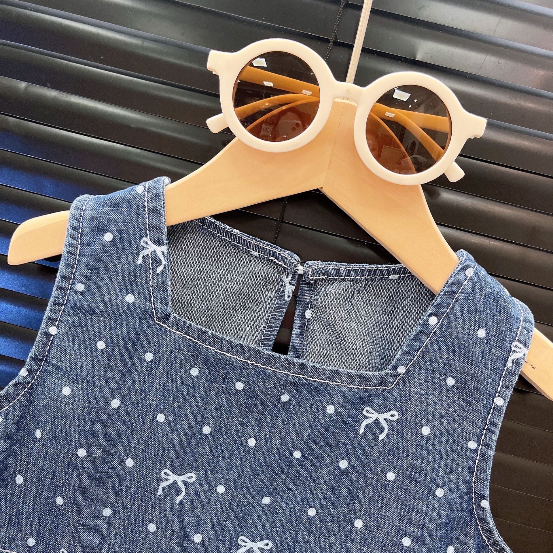 [363860] - Baju Setelan Atasan Blouse Lengan Kutung Bawahan Celana Panjang Kulot Fashion Anak Perempuan - Motif Polkadot Ribbon - BABYHOKI STORE