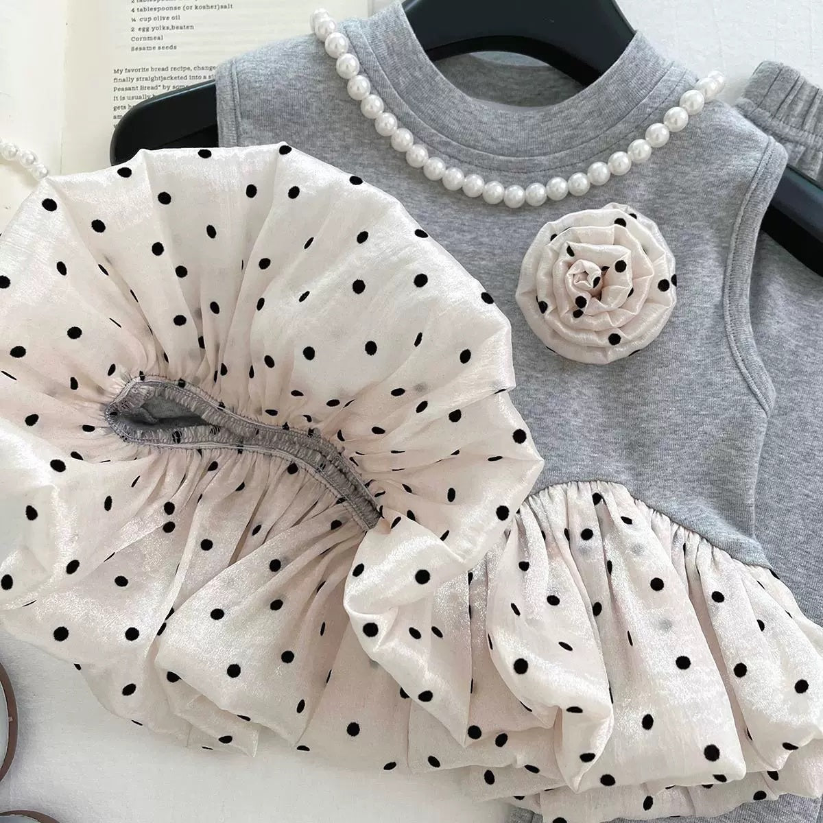 [363863] - Setelan Baju Atasan Lengan Kutung Bawahan Celana Panjang Fashion Anak Perempuan Cewek - Motif Ruffle Polkadot - BABYHOKI STORE