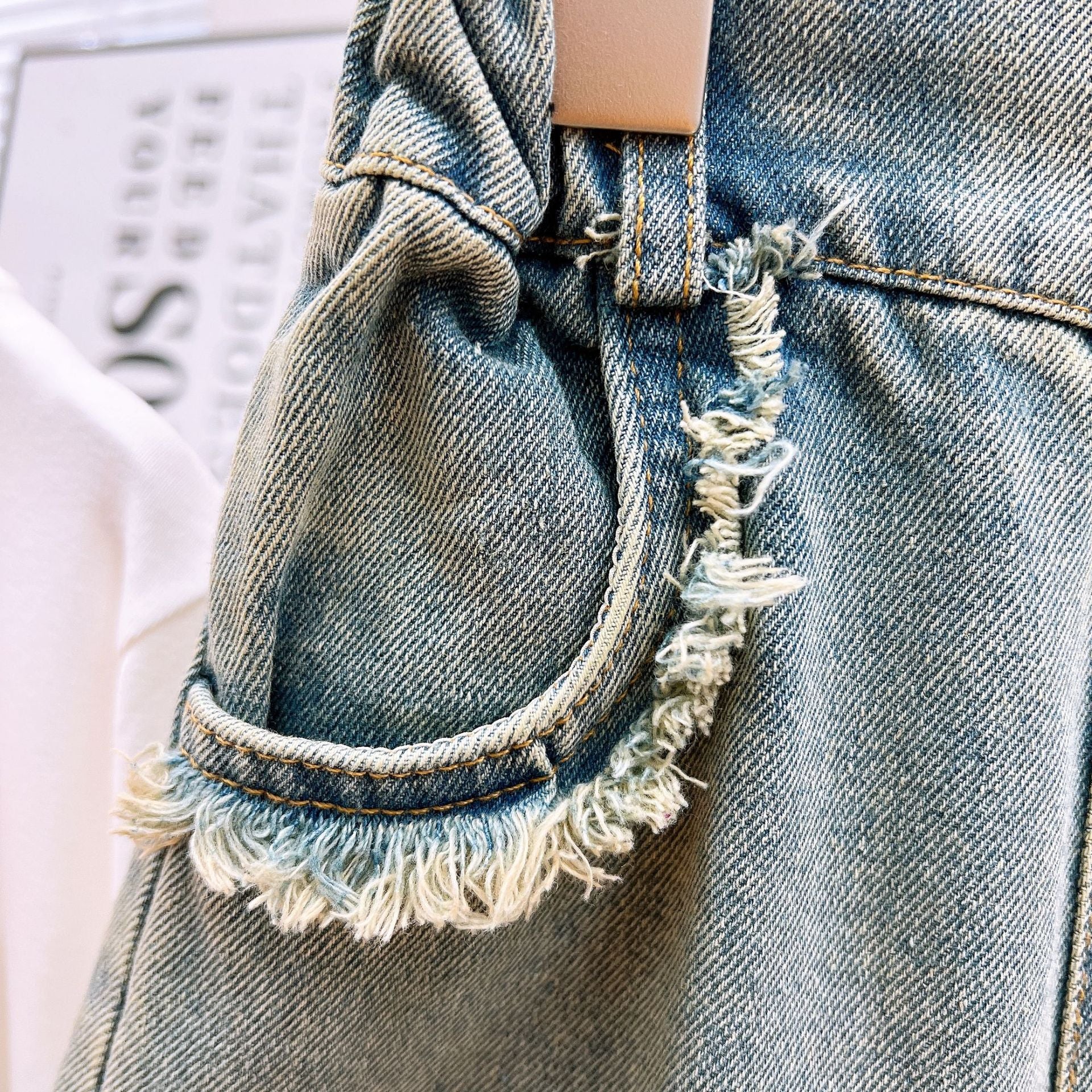 [363870] - One Set Anak Cewek 4-9 Tahun Setelan Baju Atasan Lengan Panjang Bawahan Celana Panjang kulot Denim Fashion Anak Perempuan - Motif Butterfly