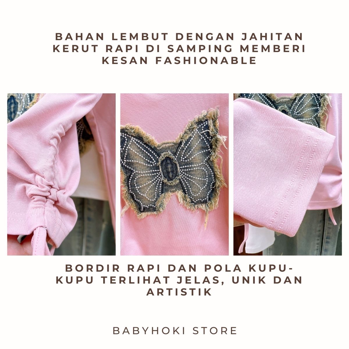 [363870] - One Set Anak Cewek 4-9 Tahun Setelan Baju Atasan Lengan Panjang Bawahan Celana Panjang kulot Denim Fashion Anak Perempuan - Motif Butterfly