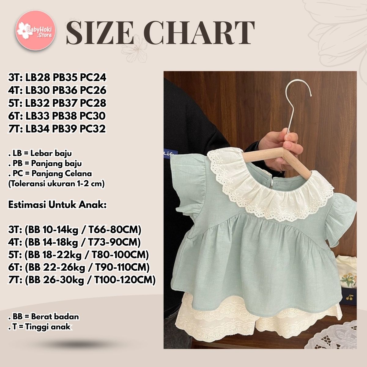 [363872] - One Set Anak Cewek Korea Style Mint Brokat Baju Setelan Atasan Lengan Ruffle Pendek Bawahan Celana Pendek Renda Fashion Anak Perempuan