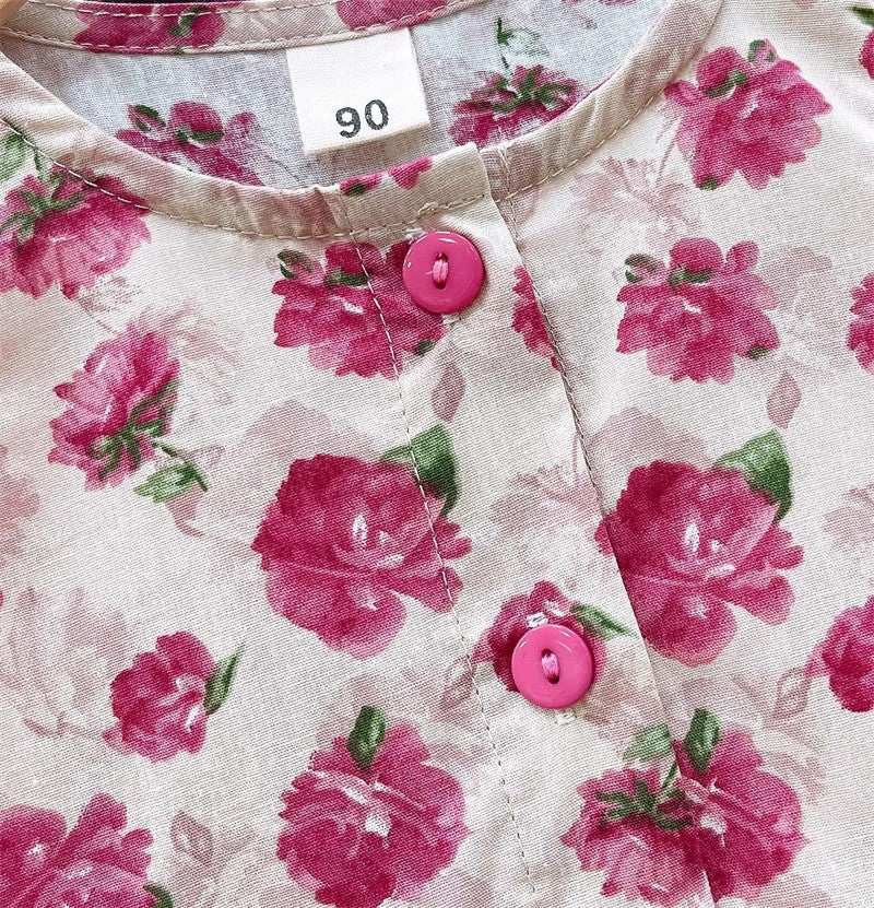 [363873] - One Set Bunga Anak Cewek Baju Setelan Atasan Blouse Plisket Lengan Kutung Bawahan Celana Panjang Kulot Fashion Anak Perempuan