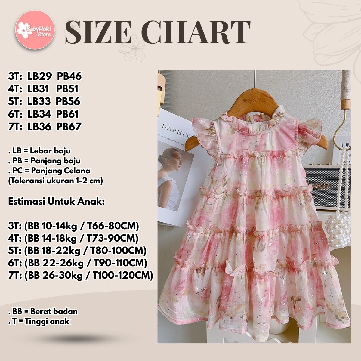 [363874] - Gaun Bunga Pink Baju Dress Ruffle Lengan Kutung Fashion Anak Perempuan Cewek - Motif Pink Floral Ruffle