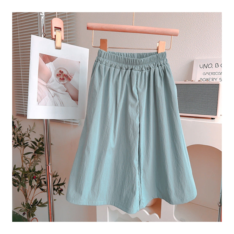 [363885] - Baju Setelan Atasan Blouse Renda Lengan Kutung Bawahan Celana Panjang Kulot Fashion Anak Perempuan - Motif Basic Color White - BABYHOKI STORE