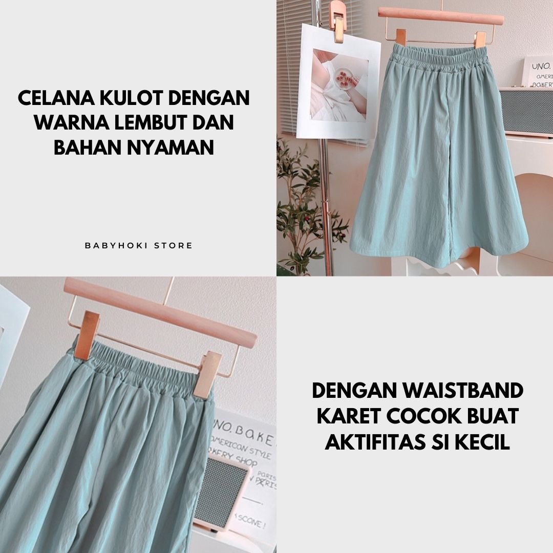 [363885] - Baju Setelan Atasan Blouse Renda Lengan Kutung Bawahan Celana Panjang Kulot Fashion Anak Perempuan - Motif Basic Color White - BABYHOKI STORE