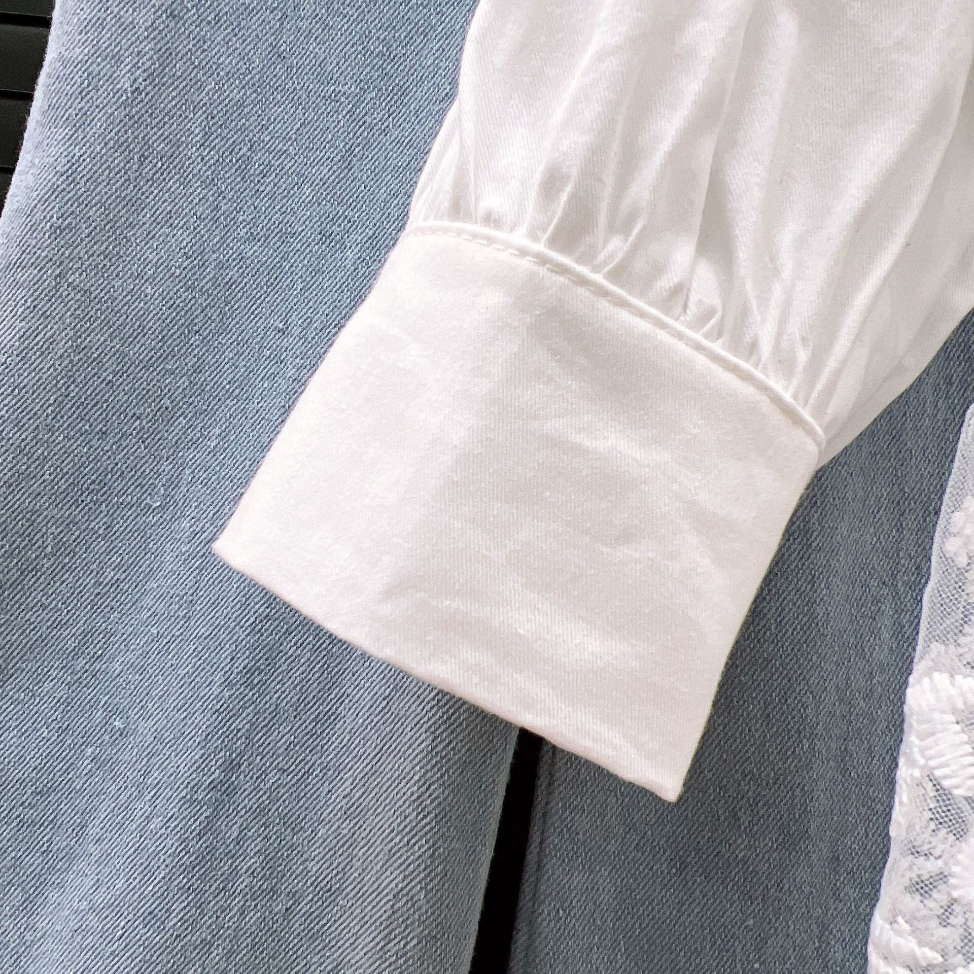 [363886] - Baju Setelan Atasan Blouse Lengan Panjang Bawahan Celana Panjang Cutbray Fashion Anak Perempuan - Motif White Flower Line - BABYHOKI STORE