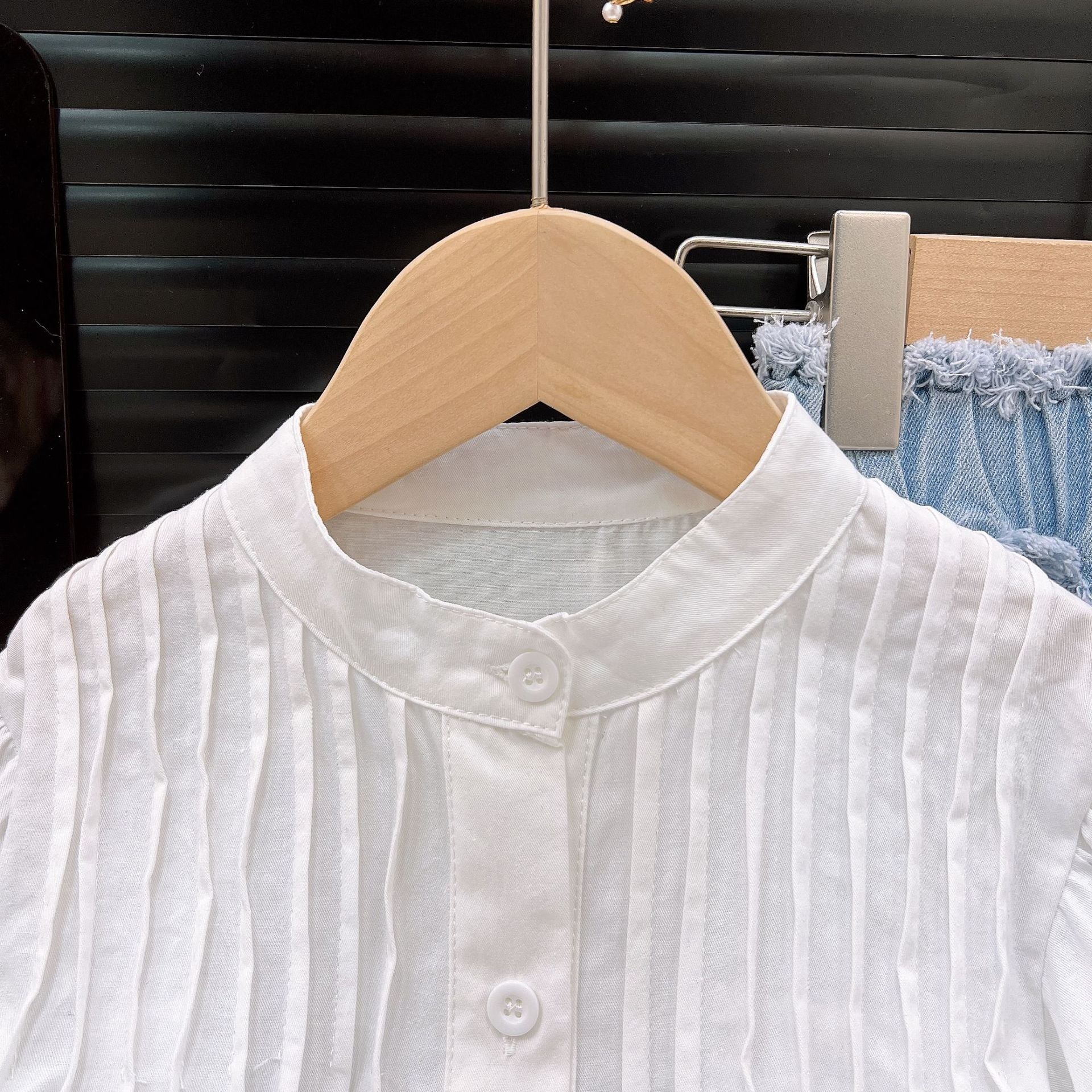 [363886] - Baju Setelan Atasan Blouse Lengan Panjang Bawahan Celana Panjang Cutbray Fashion Anak Perempuan - Motif White Flower Line - BABYHOKI STORE