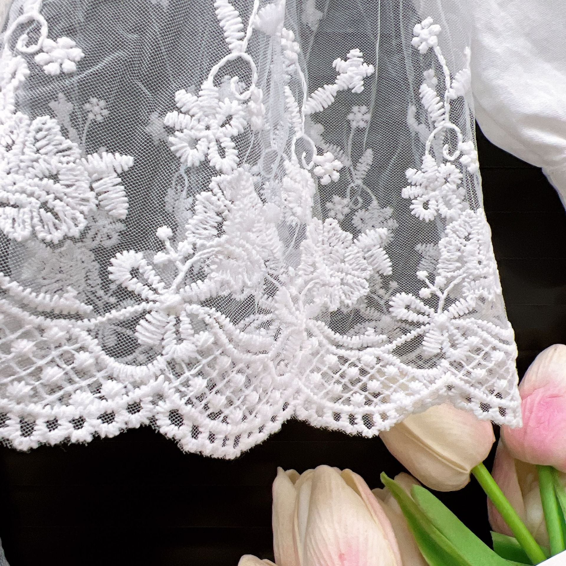 [363886] - Baju Setelan Atasan Blouse Lengan Panjang Bawahan Celana Panjang Cutbray Fashion Anak Perempuan - Motif White Flower Line - BABYHOKI STORE